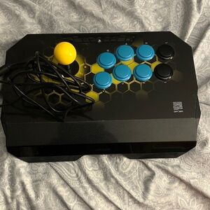 Qanba Hexagonal Arcade Controller with Yellow and Blue Accents
